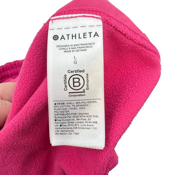 Athleta Triumph Hybrid Half Zip Sweatshirt Top Cinched Pink Size Large - Picture 10 of 11